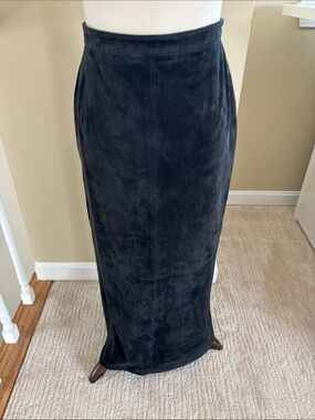 Vintage Brandon Thomas Black Suede Maxi Pencil Skirt Size 10 EUC